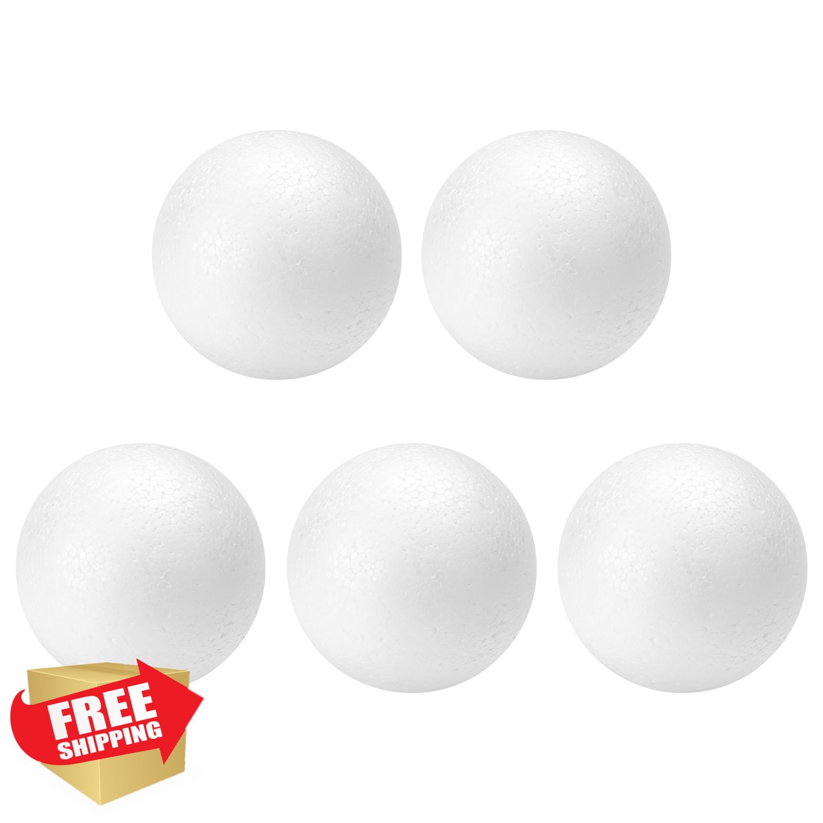 TFARC FOAM 3" Craft Foam Balls 5-Pack White Polystyrene