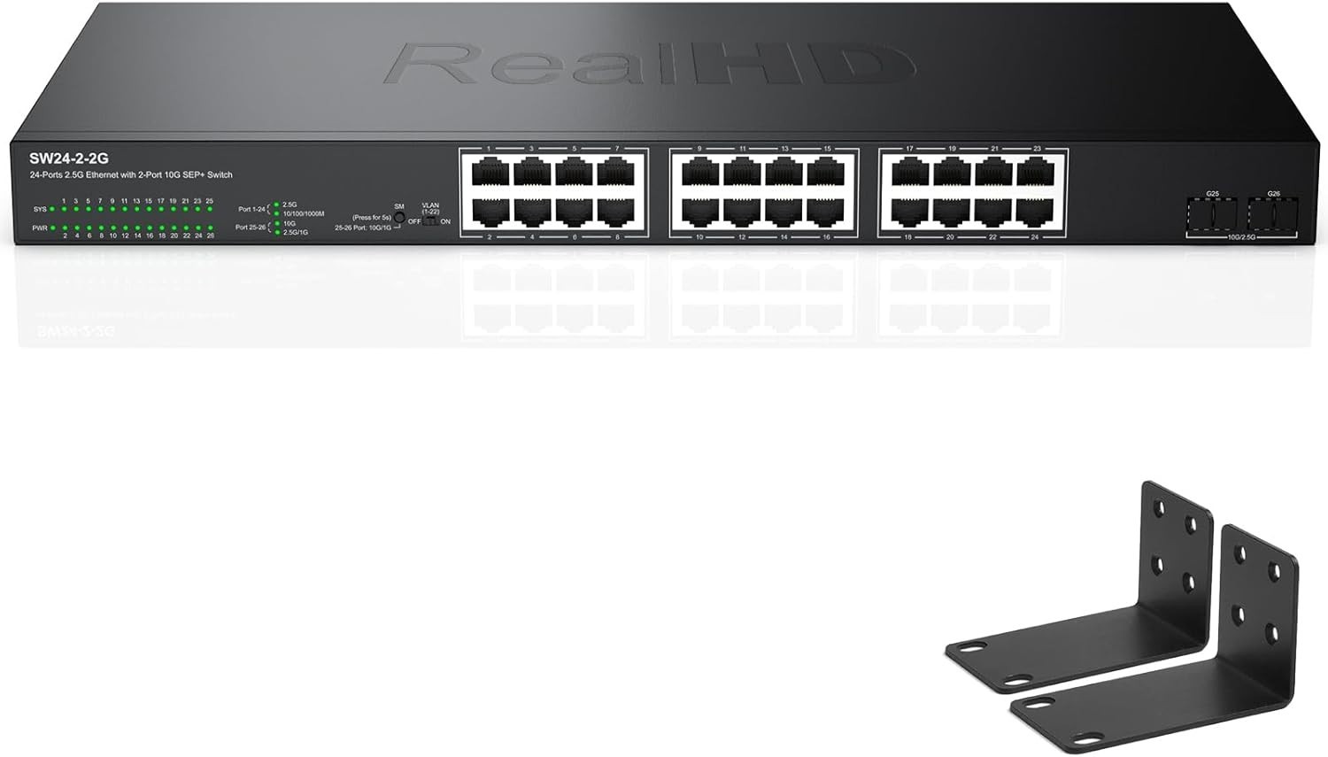 24 Port 2.5G Web Managed Ethernet Network Switch w/24 x 2.5G & 2 x 10G SFP