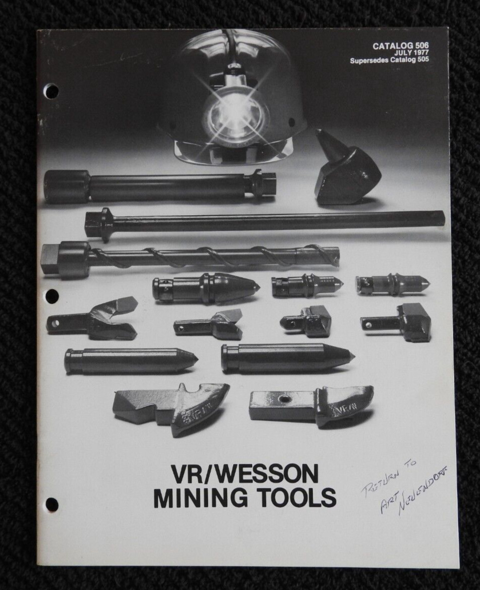 1977 VR/Wesson Mining Tools Inc Engineering Brochure Fansteel Waukeegan IL