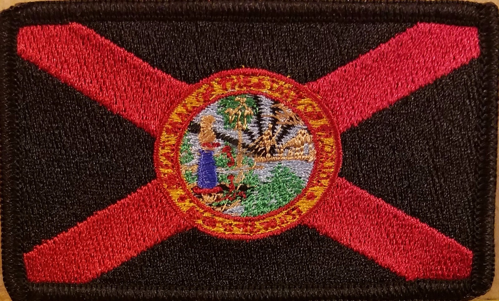 FLORIDA STATE Flag Patch W/ VELCRO® Brand  Fastener Tactical Military Black #99