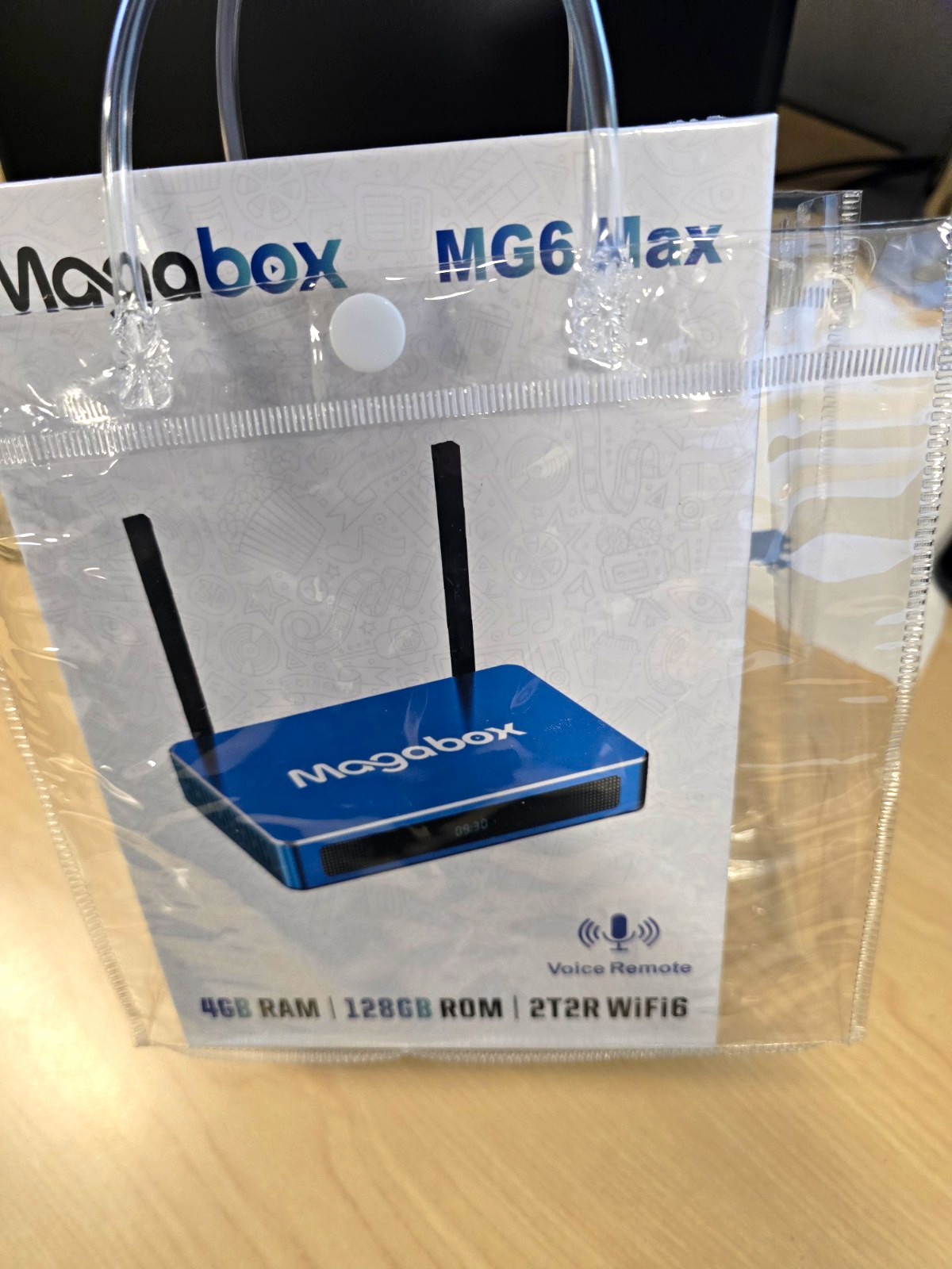 Magabox MG6 Max Android Wi‑Fi 6 128GB Voice Remote HDMI Box Blue