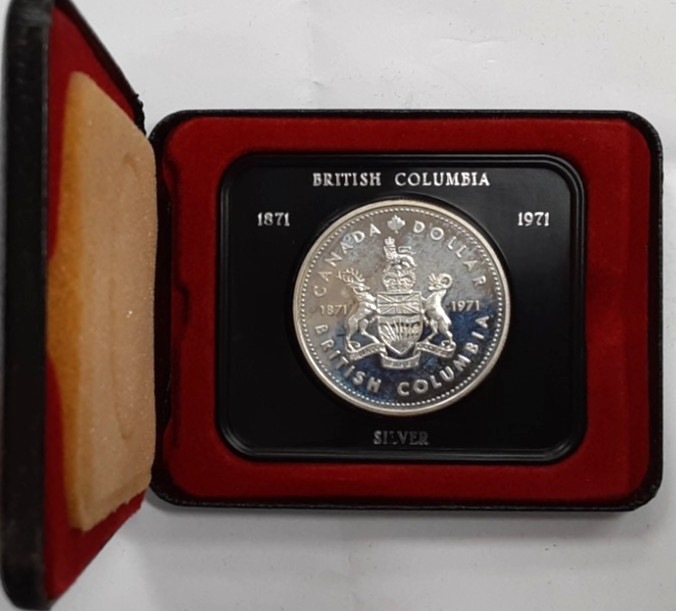 Canada 1971 50% Silver Dollar British Columbia Centennial  BU In RCM Case