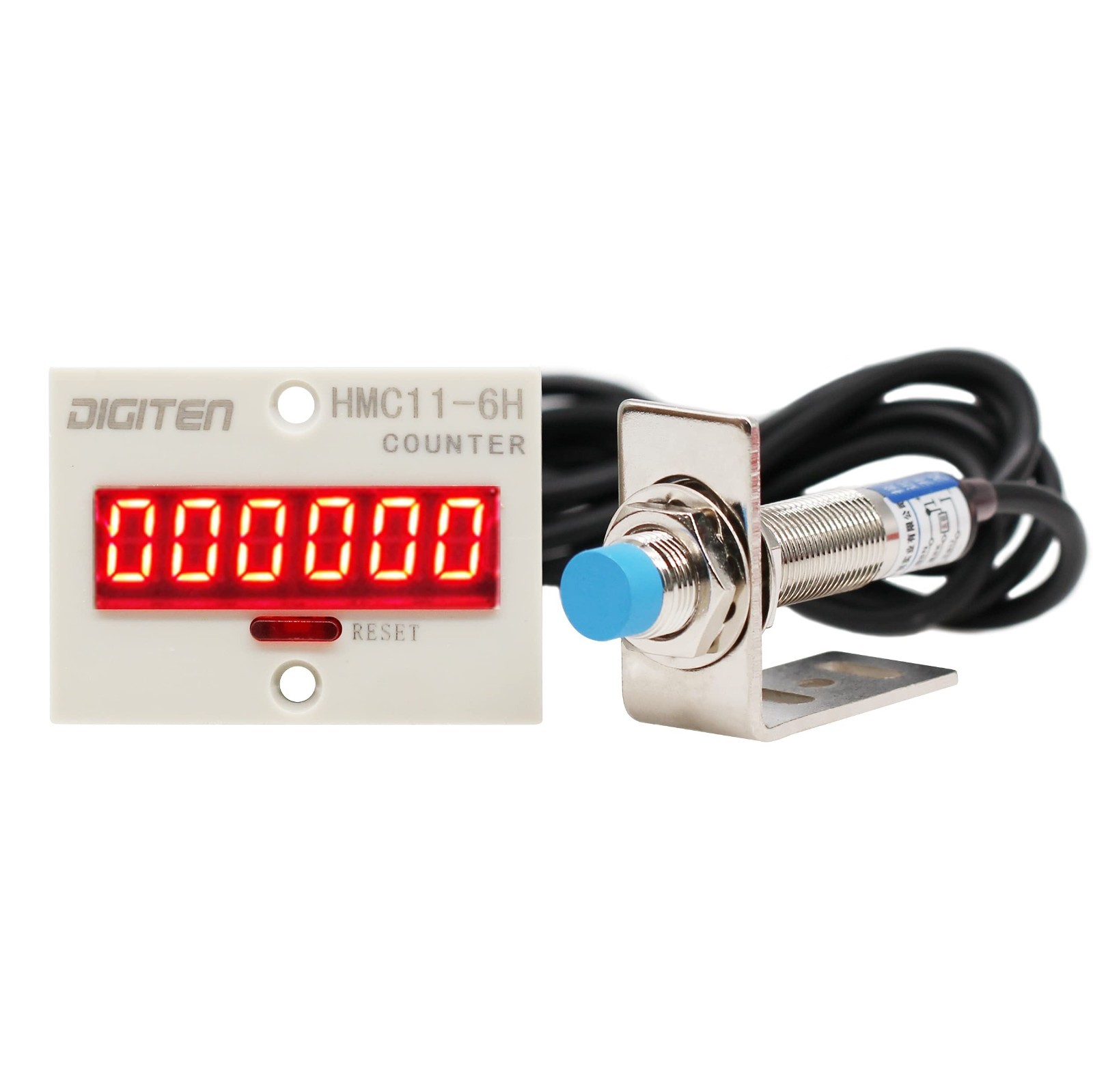 Digital 6-Digit LED Display Counter 0-999999 with NPN Proximity Sensor & Holder