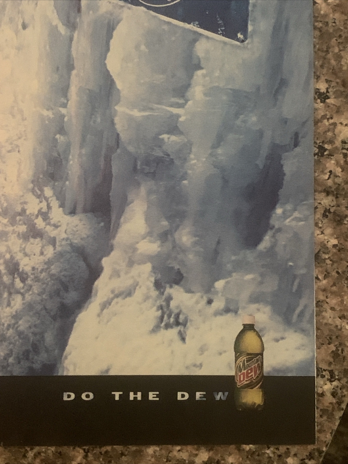 1999 Mountain Dew PRINT AD Ice Climbing Adopt Glacier Do The Dew VTG 1990s Soda