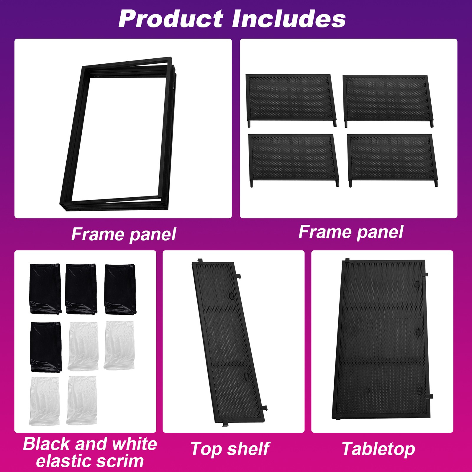 Portable DJ Facade Table Station 45x41" Foldable Event Booth Facade Metal Frame