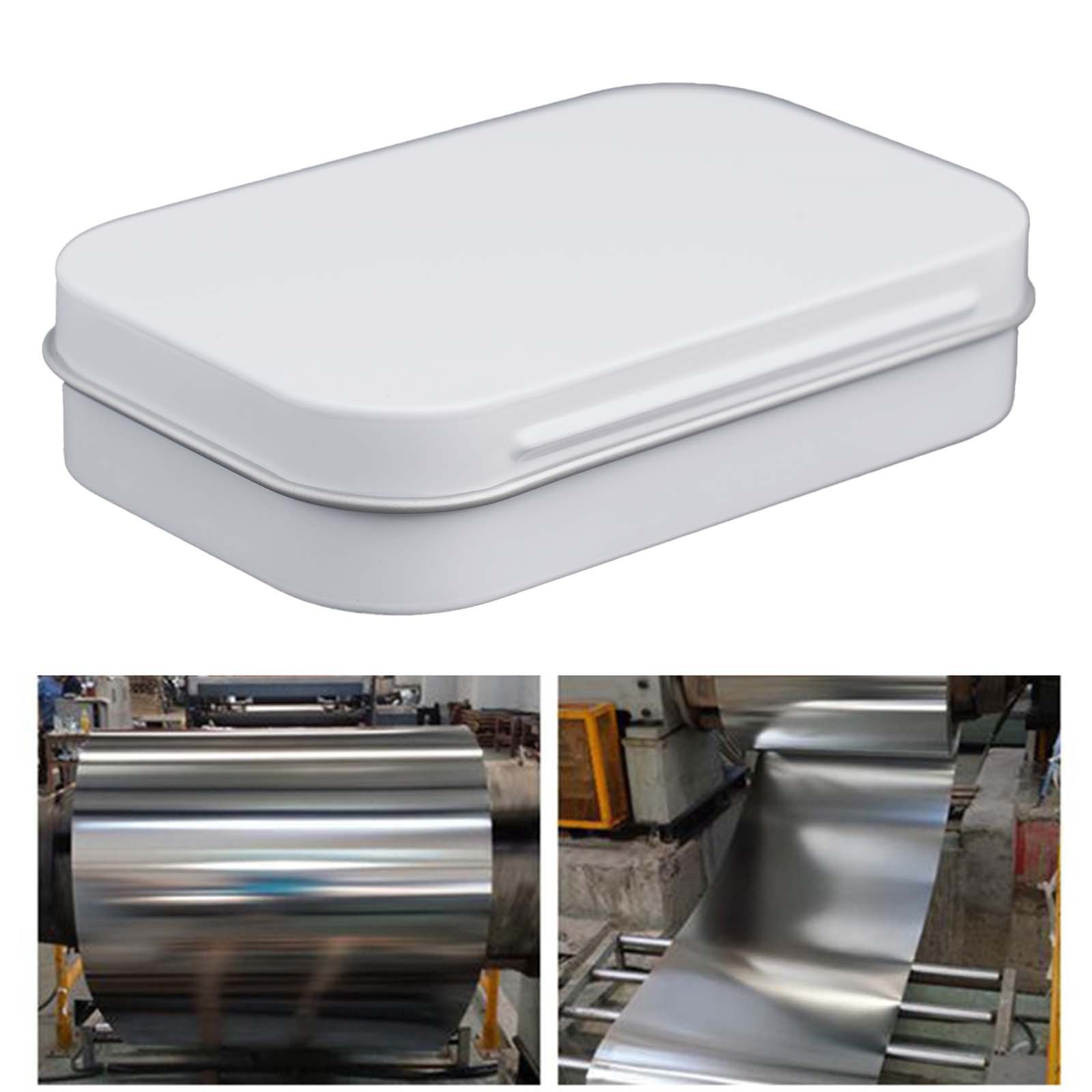 Metal Rectangular Mini Empty Tin Box Tinplate Bin Jar Flip Hinged Container