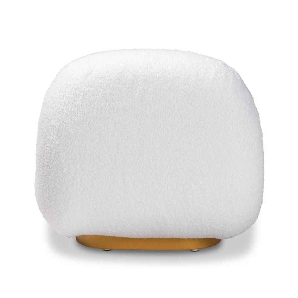 Baxton Studio Paiva White Upholstered and Brushed Gold Finished Accent Chair