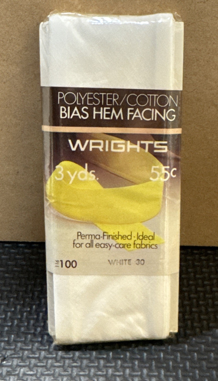 WRIGHTS 3 yards White 30 55c Bias HEM FACING 50/50 Polyester/Cotton | NOS 1972