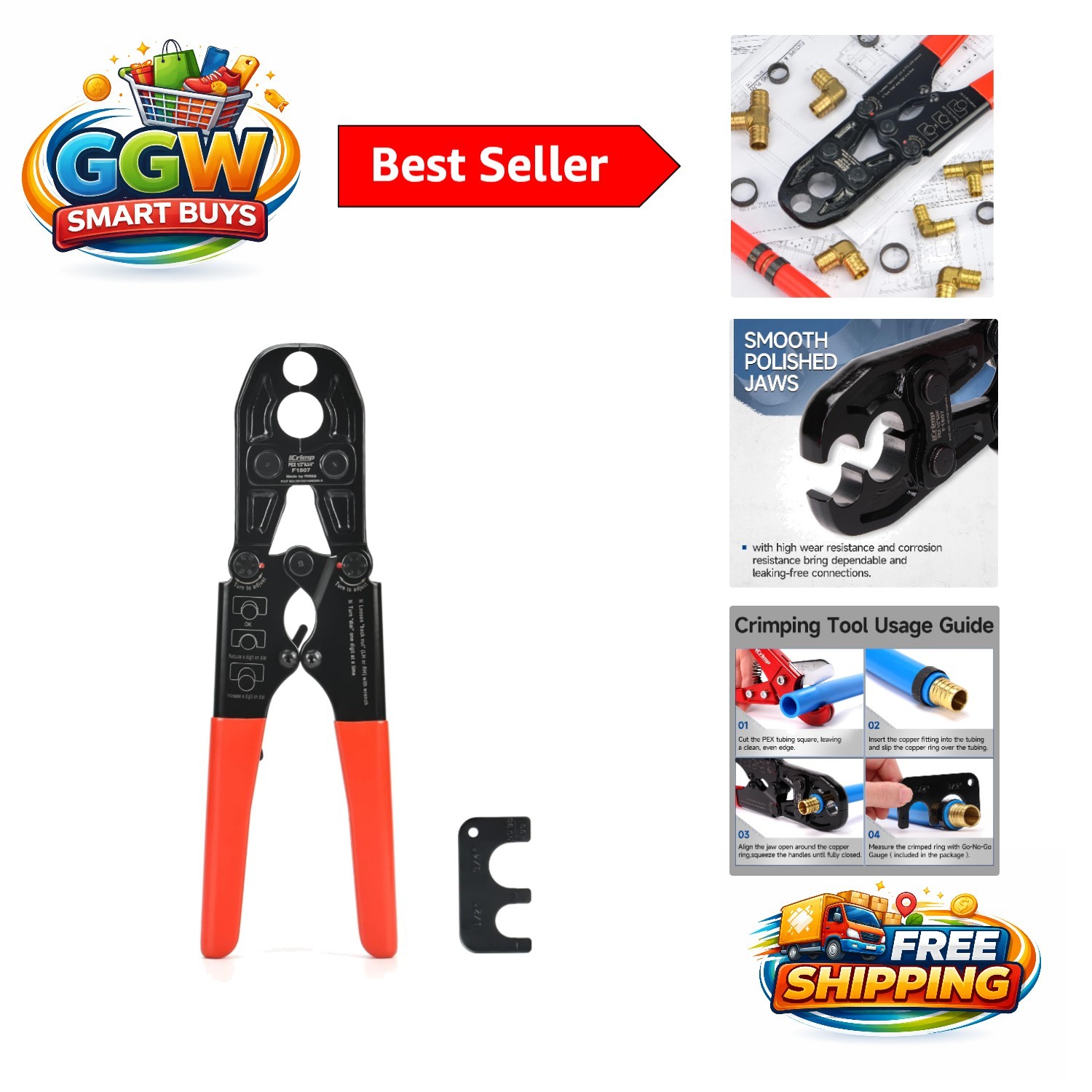 Professional-Grade PEX Crimp Tool for Leak-Free 1/2" & 3/4" Copper Installations