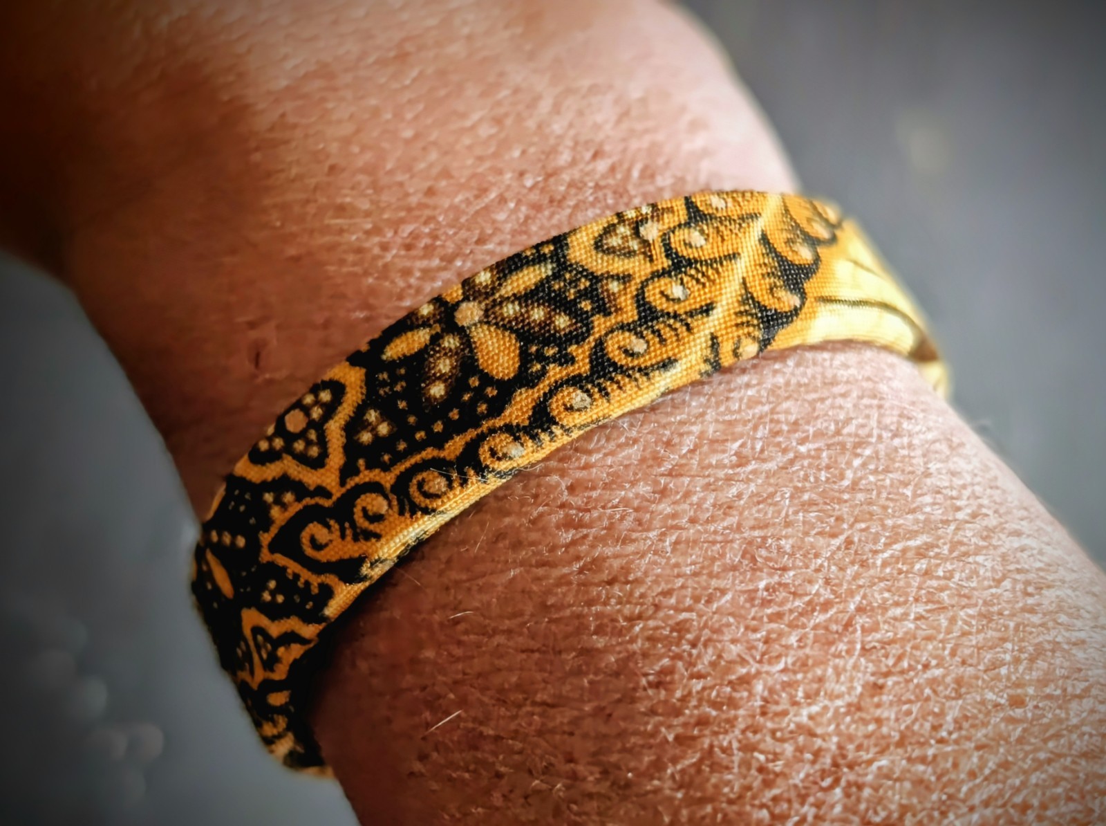 Handmade Cloth Cuff Bracelet w/ Bohemian Chic Indie Artistic Warm Vibe 2.5"
