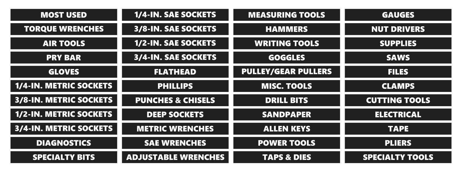Toolbox Organizational Magnetic Labels Advanced Set By DCM Solutions
