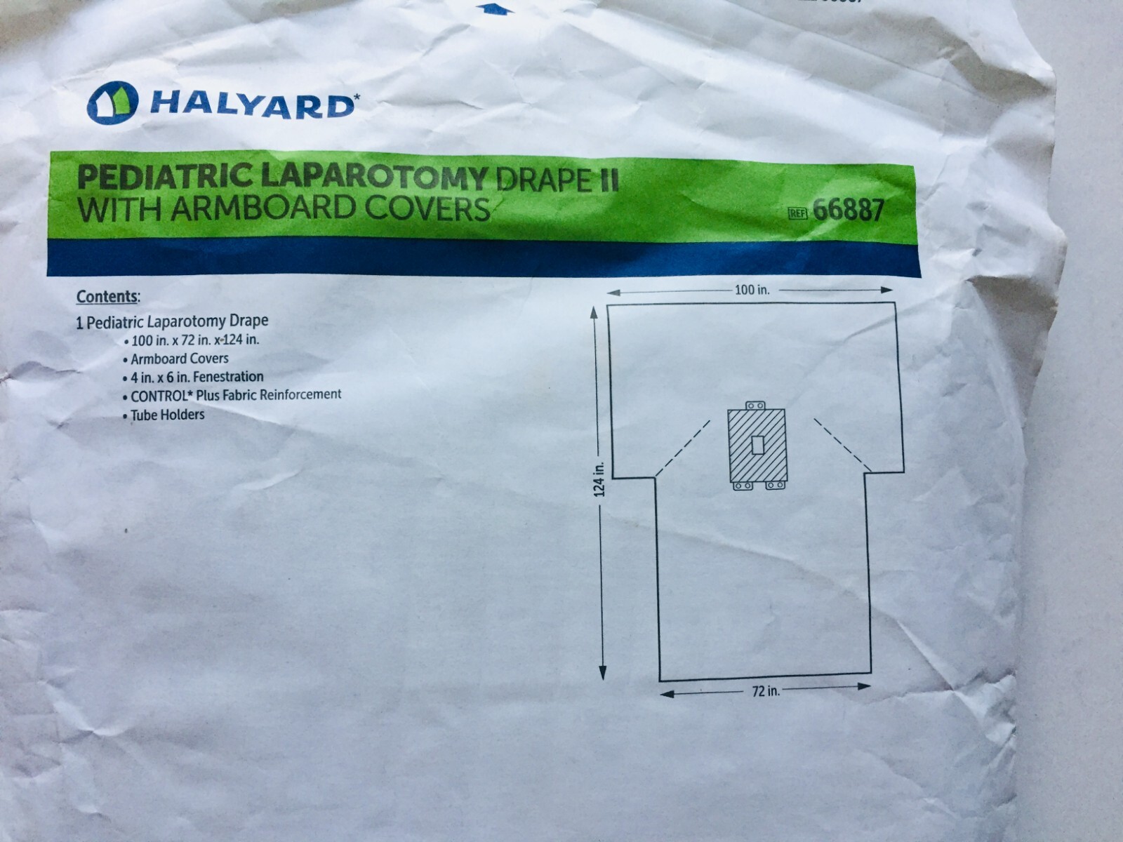 one Pediatric Laparotomy Drape II SIZE 100"X70"X124"(66887)