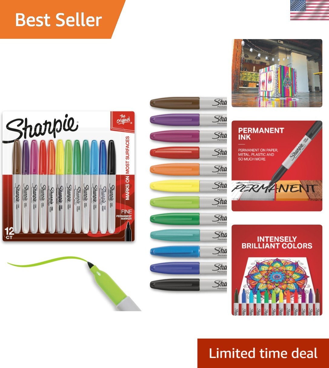 Creative 12-Color Permanent Marker Set - Quick Dry, Fine Tip for Detailed Work
