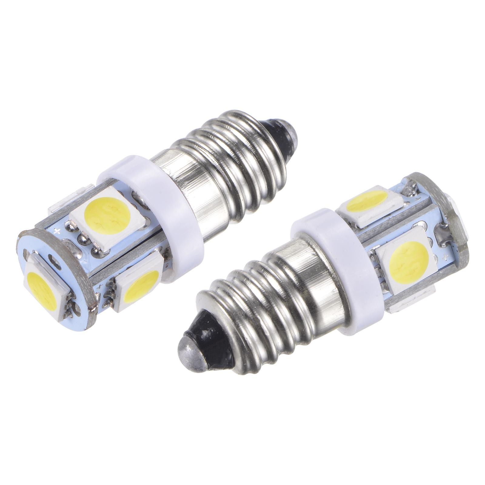 4Pcs E10 Screw Base LED Bulbs 5-5050 DC 12V 1W Mini Lights Lamps White