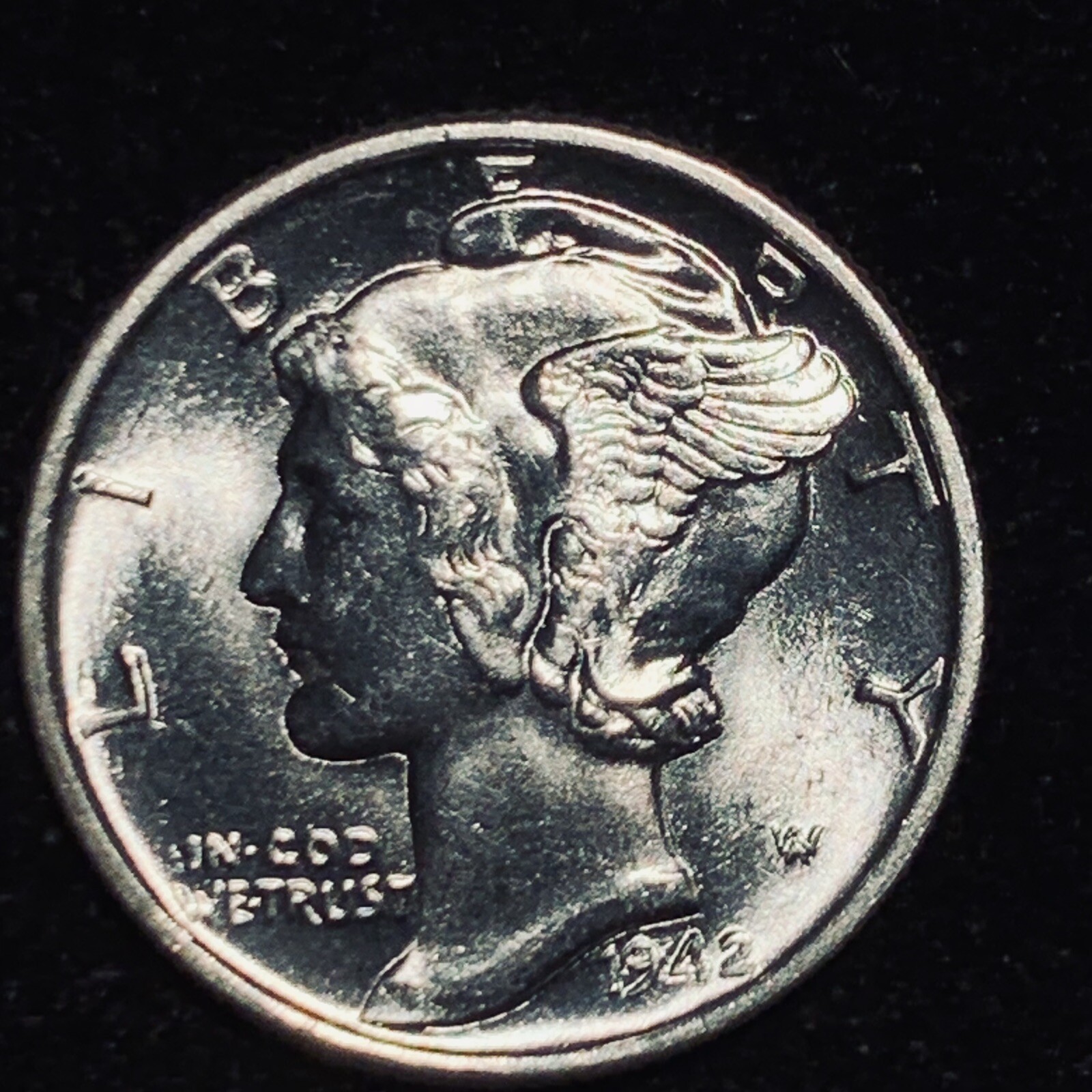 1942 P FSB MERCURY DIME! BRILLIANT GEM BU+++ FULL SPLIT BANDS! SO RARE FLAWLESS