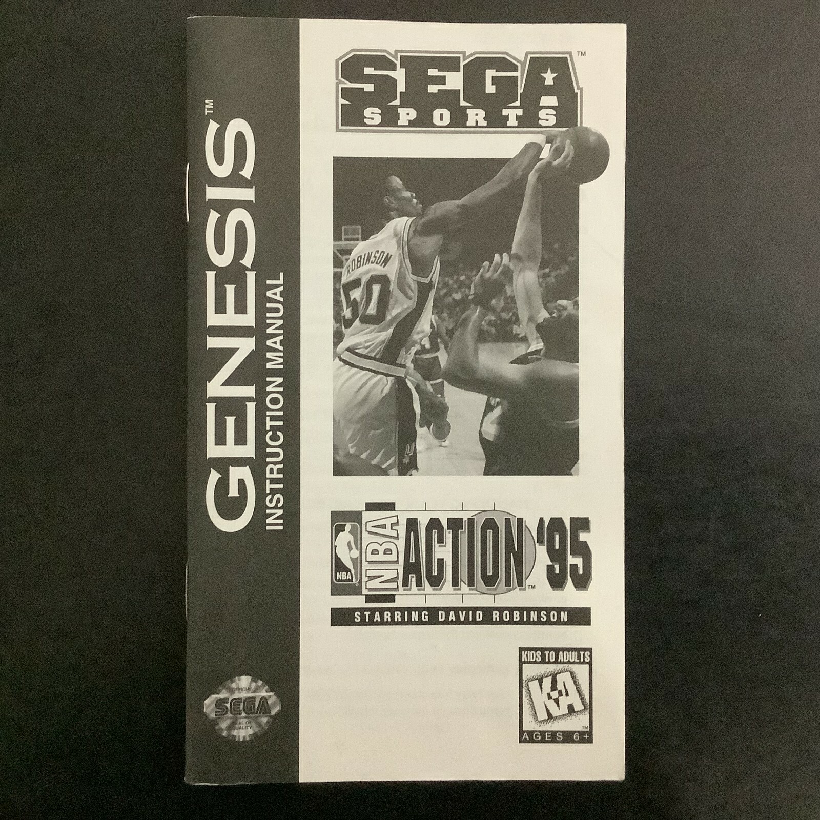 NBA Action '95 SEGA Genesis Instruction Manual Only - Good Shape