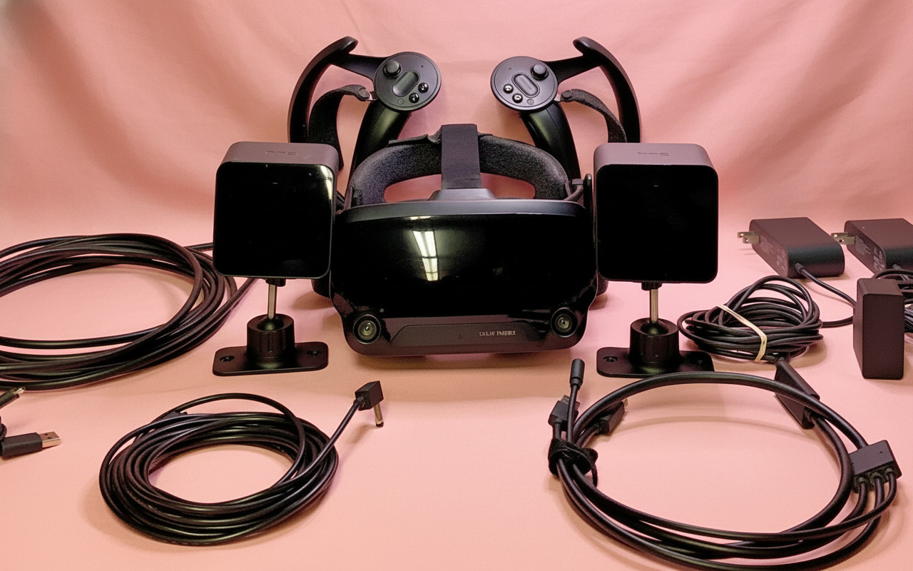 Valve Index PC & Console VR Headset Full Kit Knuckle Controllers, Base Stations
