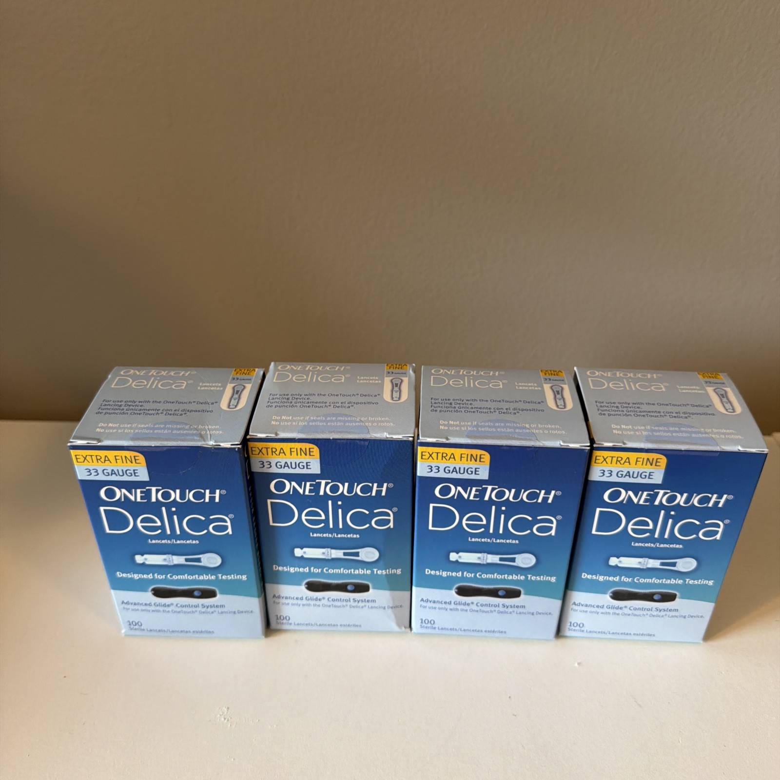 4 qty OneTouch 022136 Delica 33 Gauge Lancet 100 Count Per Box Sealed Expired