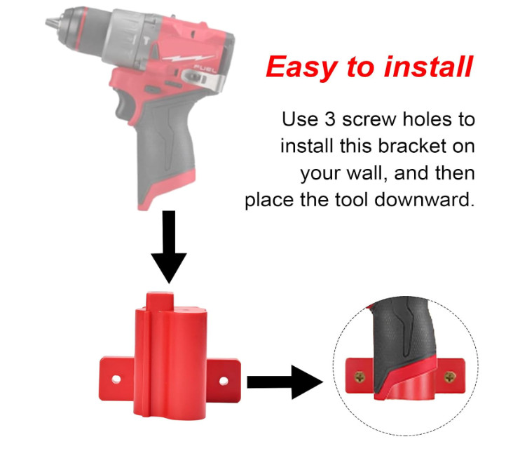 Tool Holders and Battery Holder Compatible Milwaukee M12 12V Wall Mount Plastic