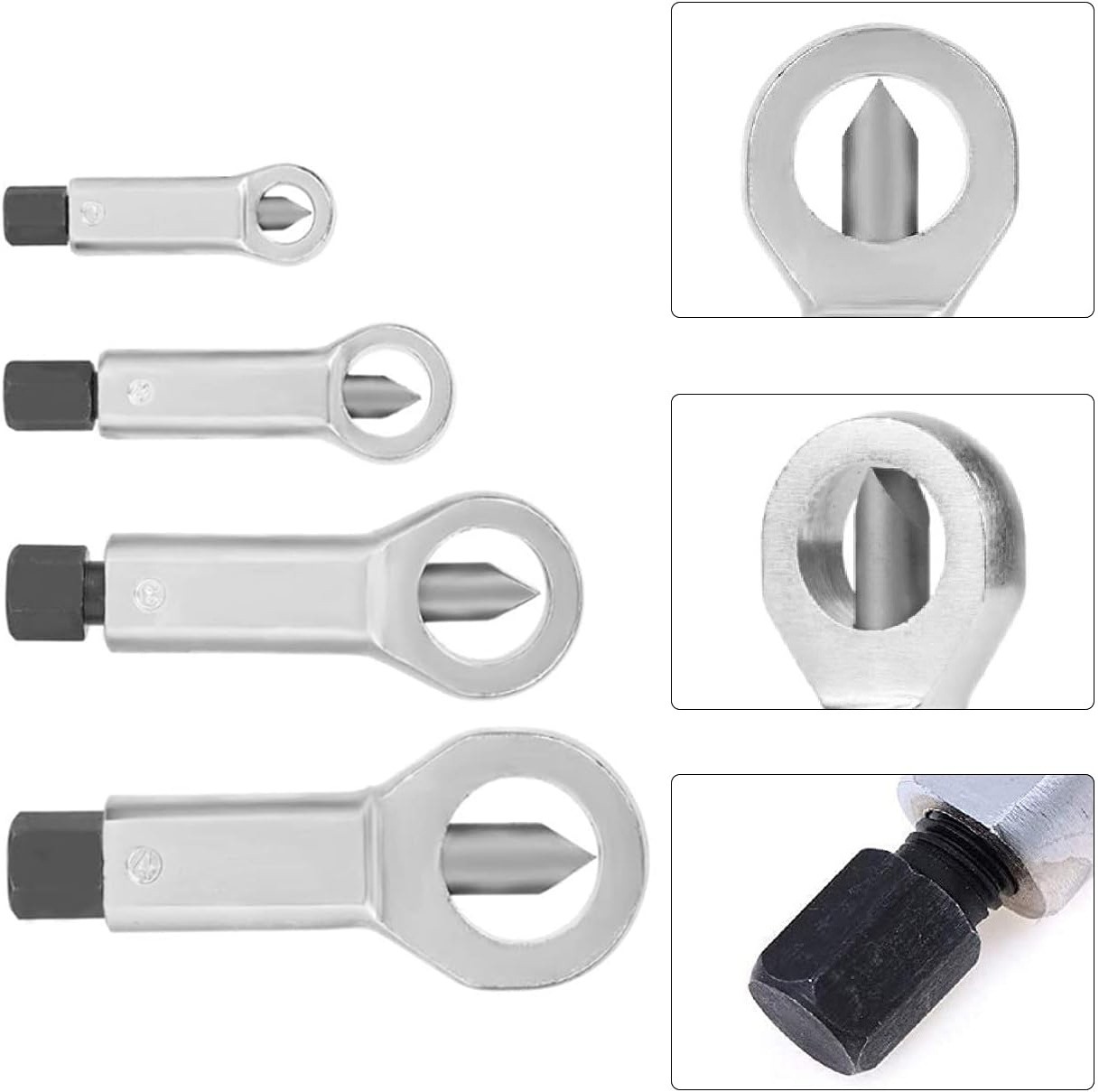 4PCS Nut Splitter Breaker 9-27mm Nut Remover Extractor Adjustable Cracker Tools