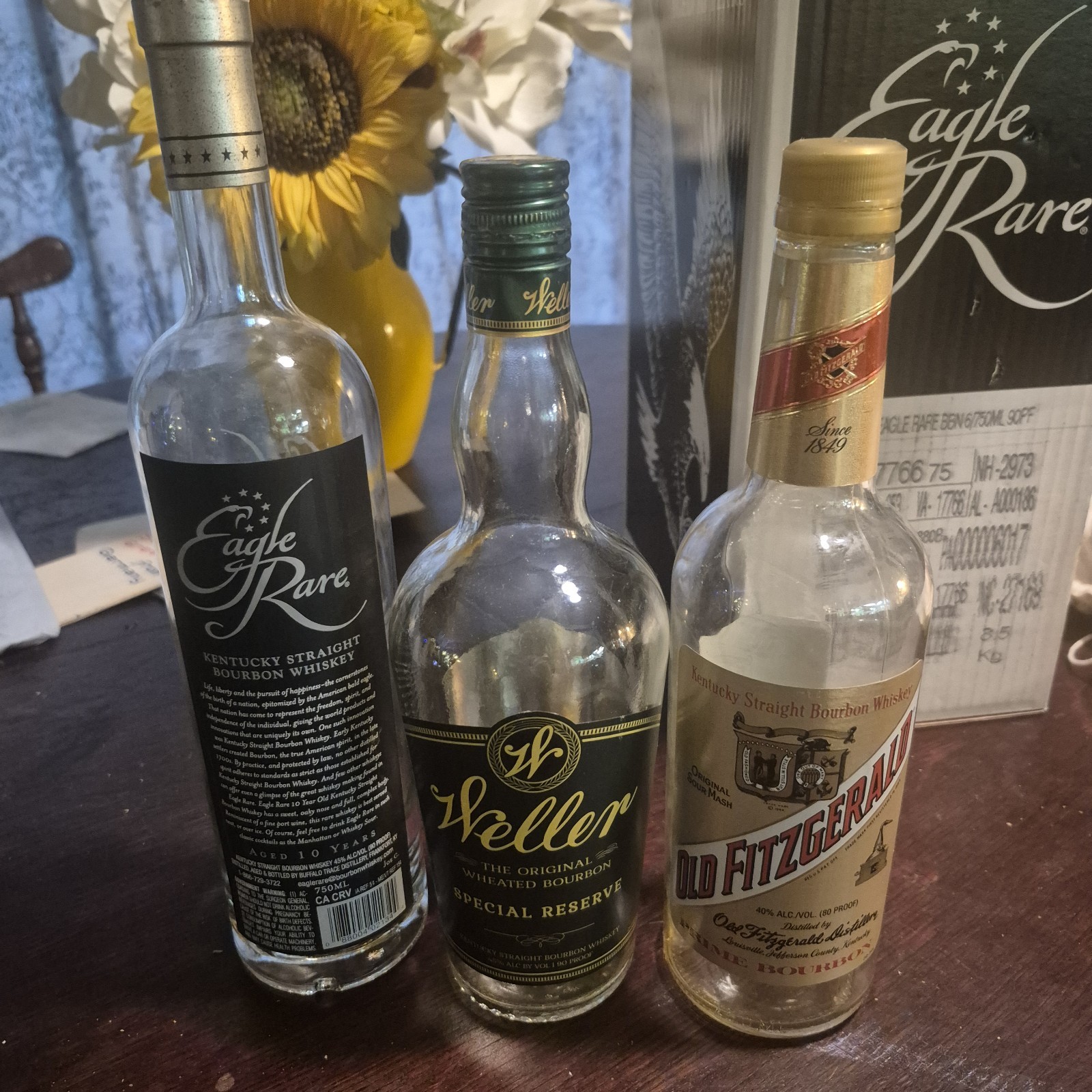 Eagle Rare  Wellers Old Fitzgerald  Unwashed 750ml Bottles Empty