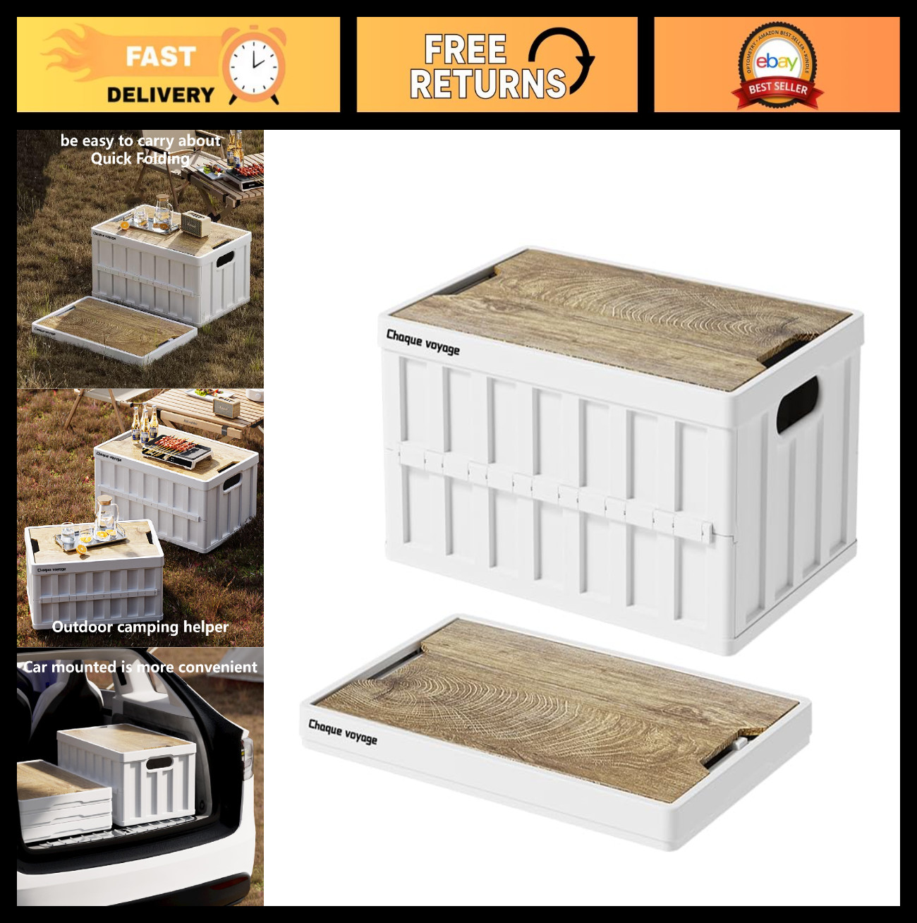 Large Capacity Folding Storage Box for Camping, Home & Car - 7.93-13.21 Gallon,