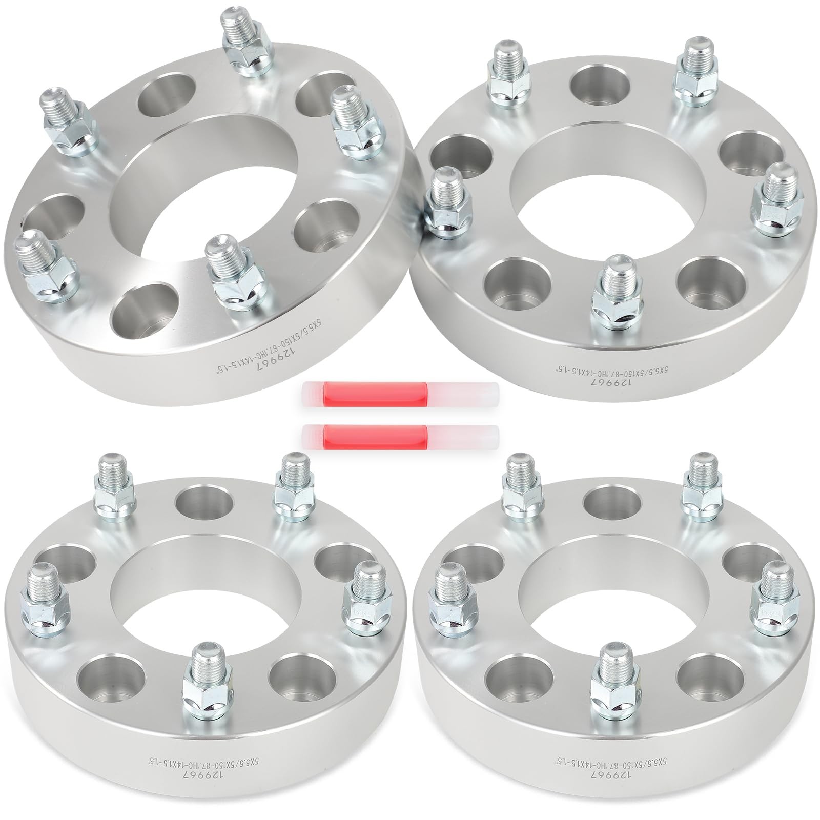 4Pcs 5x5.5 1.5" Wheel Spacer Adapters with 14x1.5 Studs 87.1mm Hub Bore 5 Lug