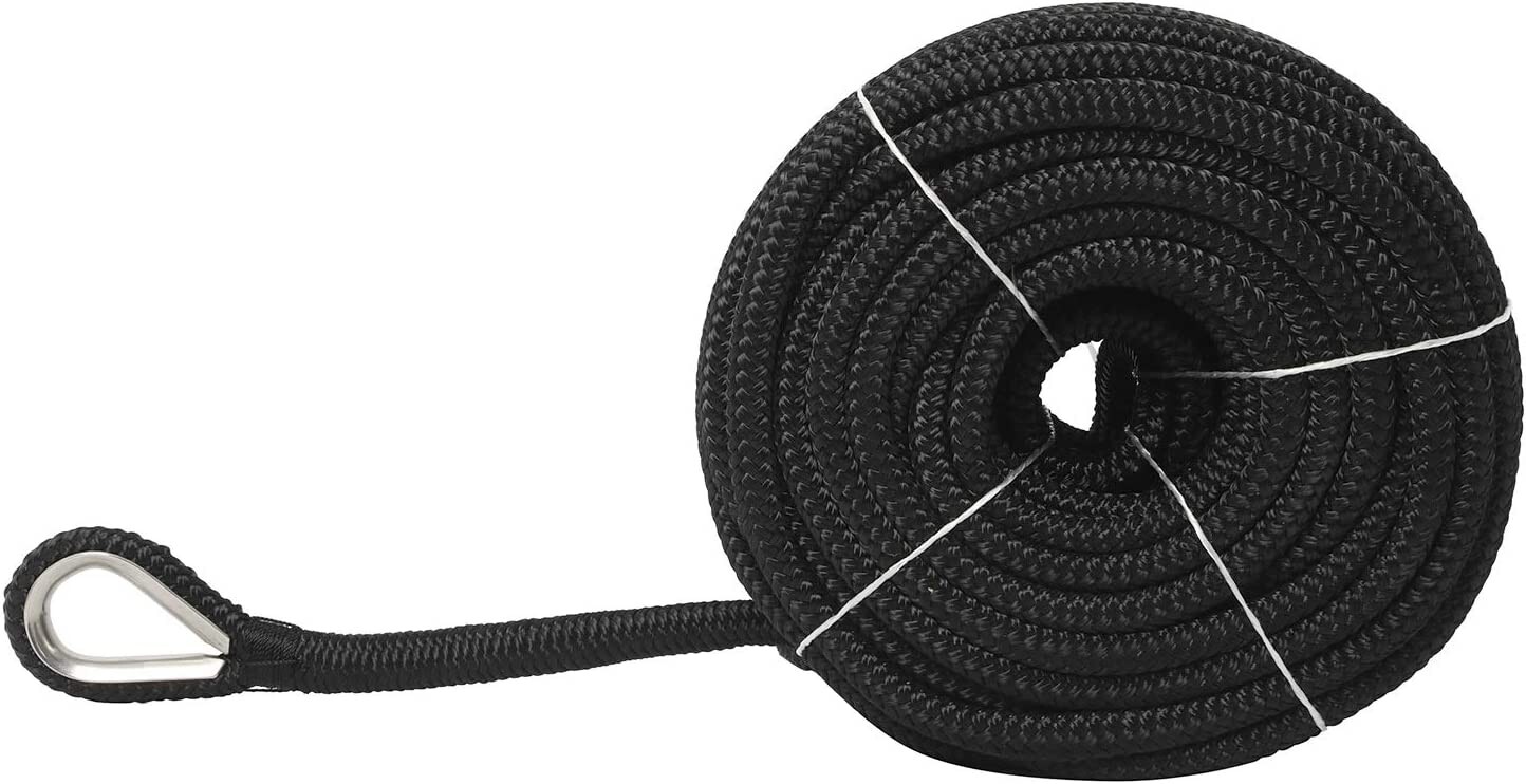 Double Braid Nylon Anchor Rope Dock Line Mooring Rope Tensile Strength:5100 Lbs.