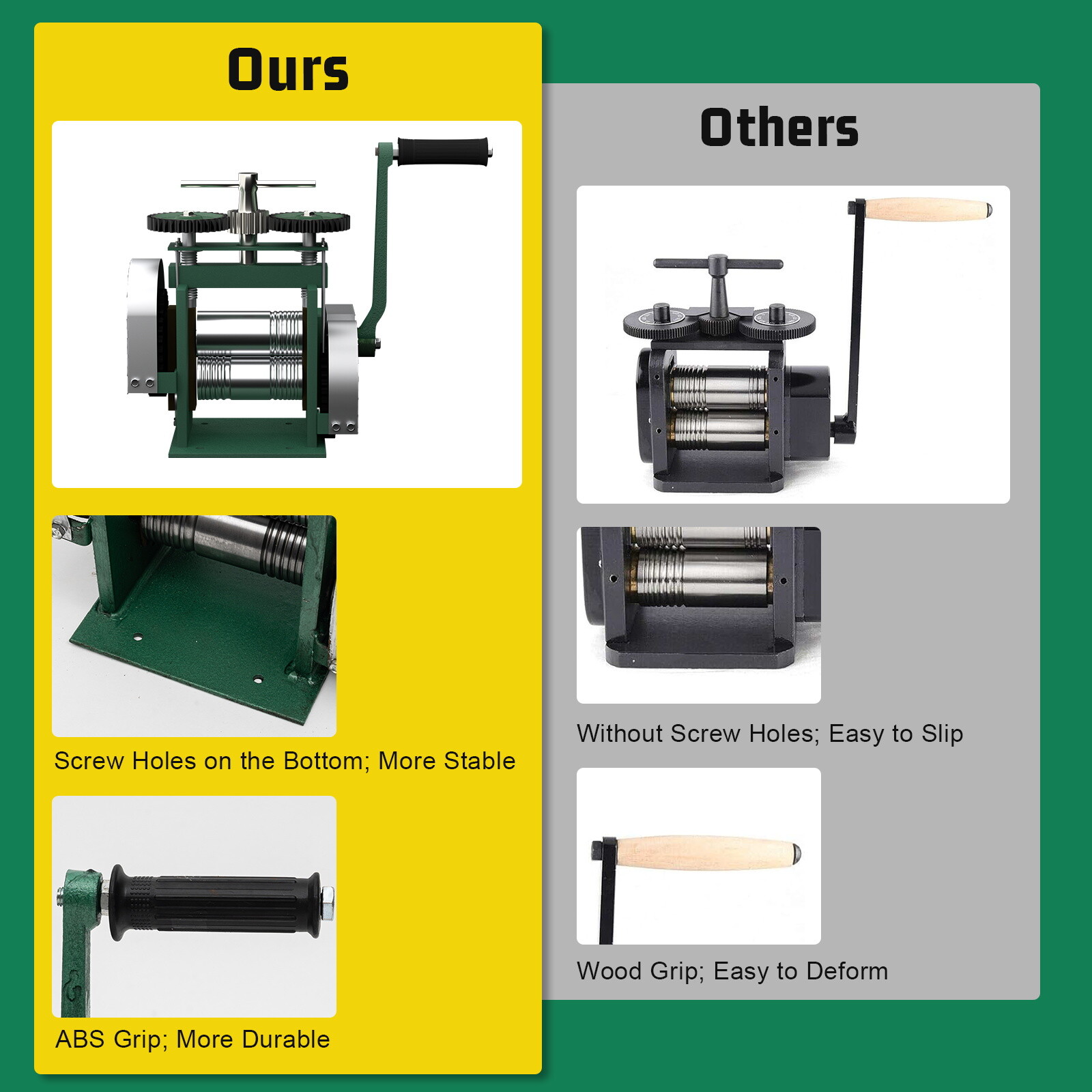 Rolling Mill Machine Rollers Metal Wire Flat Jewelry Tool Manual Combination USA