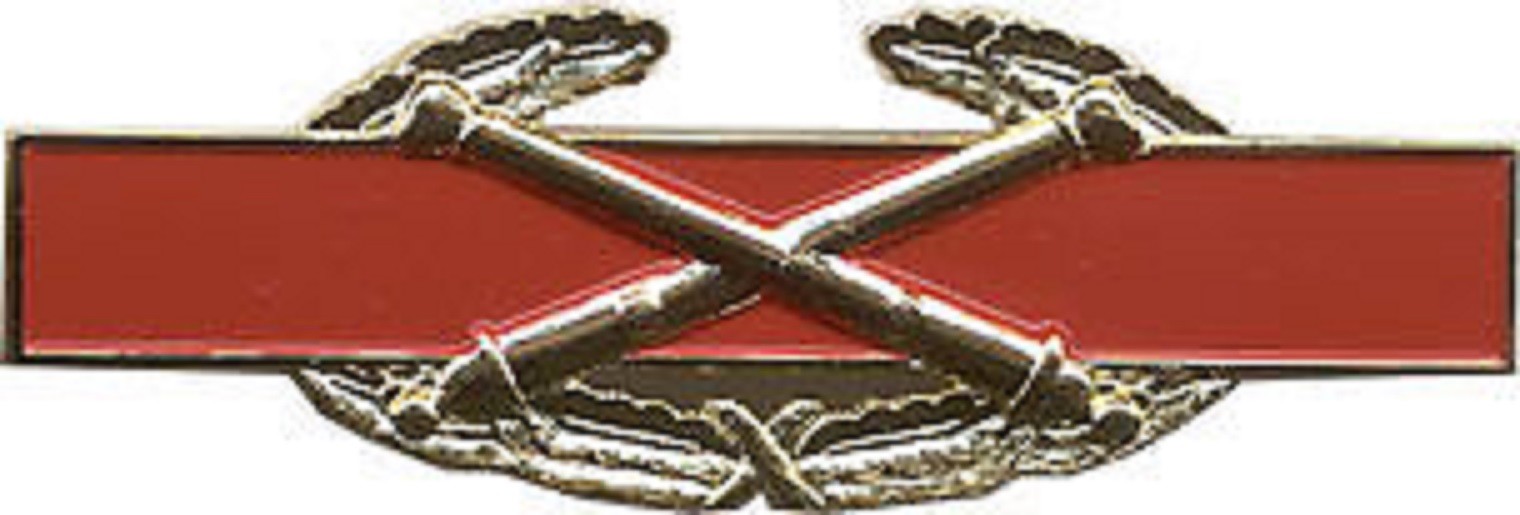 ARMY  COMBAT ARTILLERY GOLD 3" MILITARY BADGE PIN