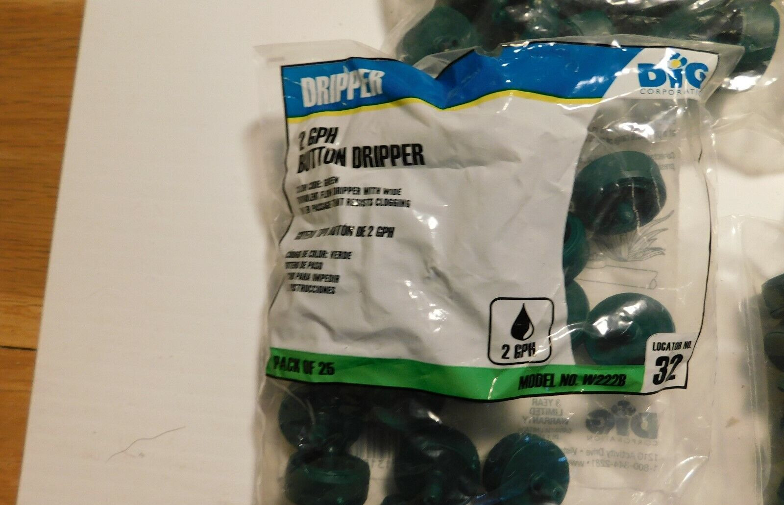 DIG W222-B 2 GPH Button Drippers 2- 25-Packs