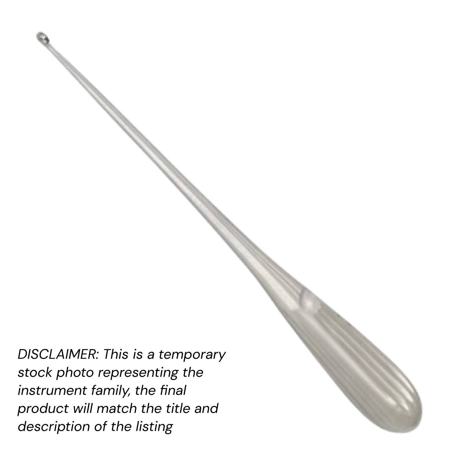 Spratt (Brun) Bone Curette, 9", Straight, Oval Cup, Size 4 (6.1x9.4 mm), Premium