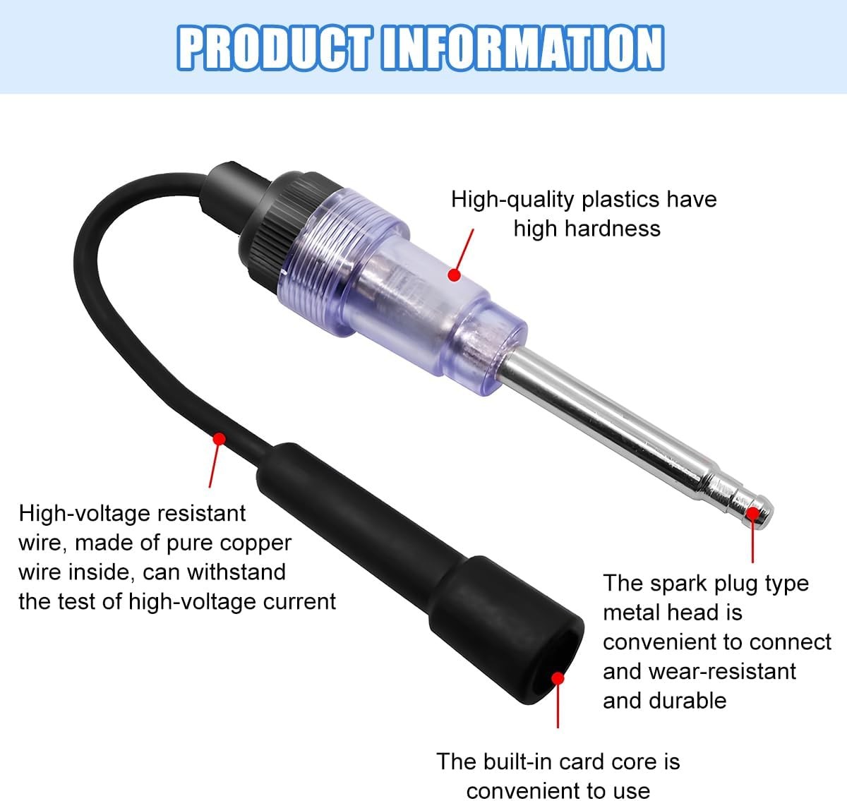 Car Inline Spark Plug Tester, Straight Boot Ignition Coil Tester Engine