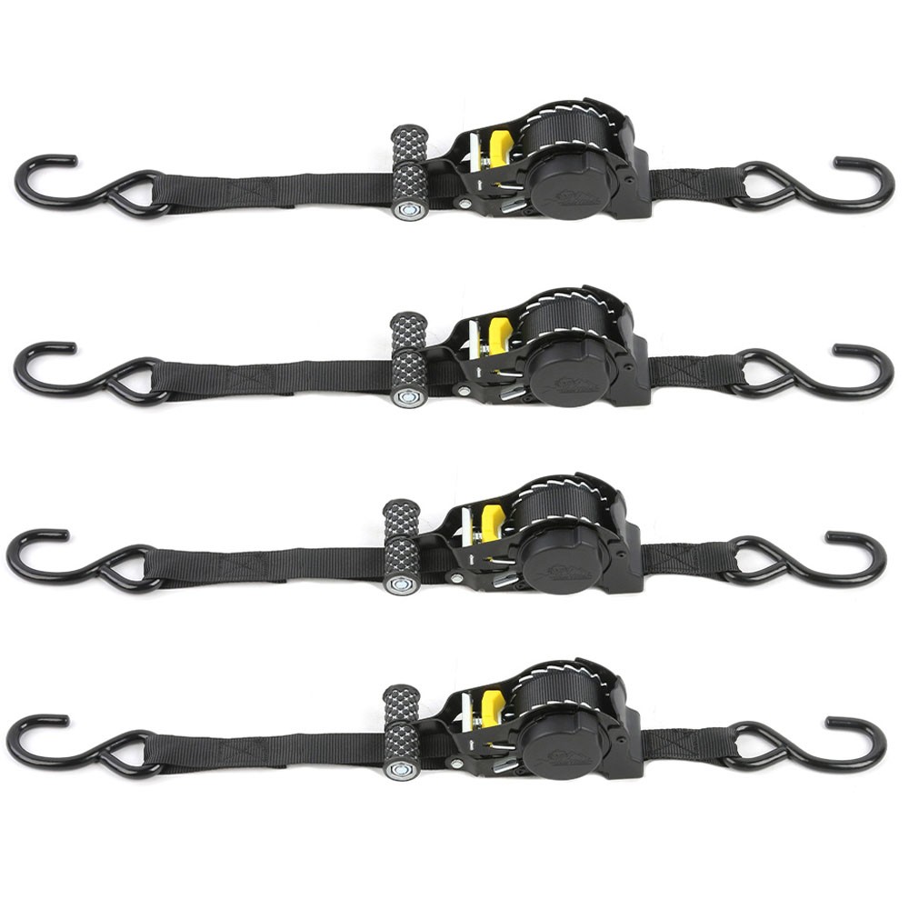 4pcs Retractable Ratchet Straps Heavy Duty Self Retracting Tie Down Strap S-Hook