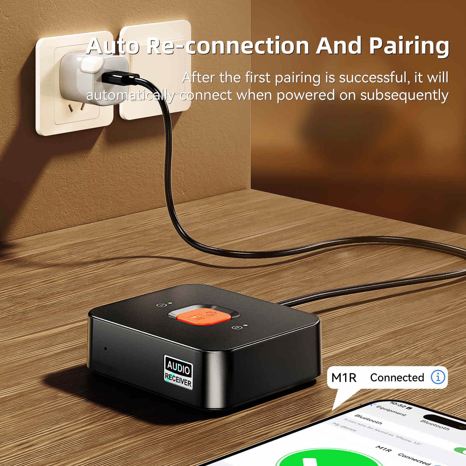 Dual Link Bluetooth 6.0 Audio Receiver Wireless Adapter 3.5mm Jack RCA Output
