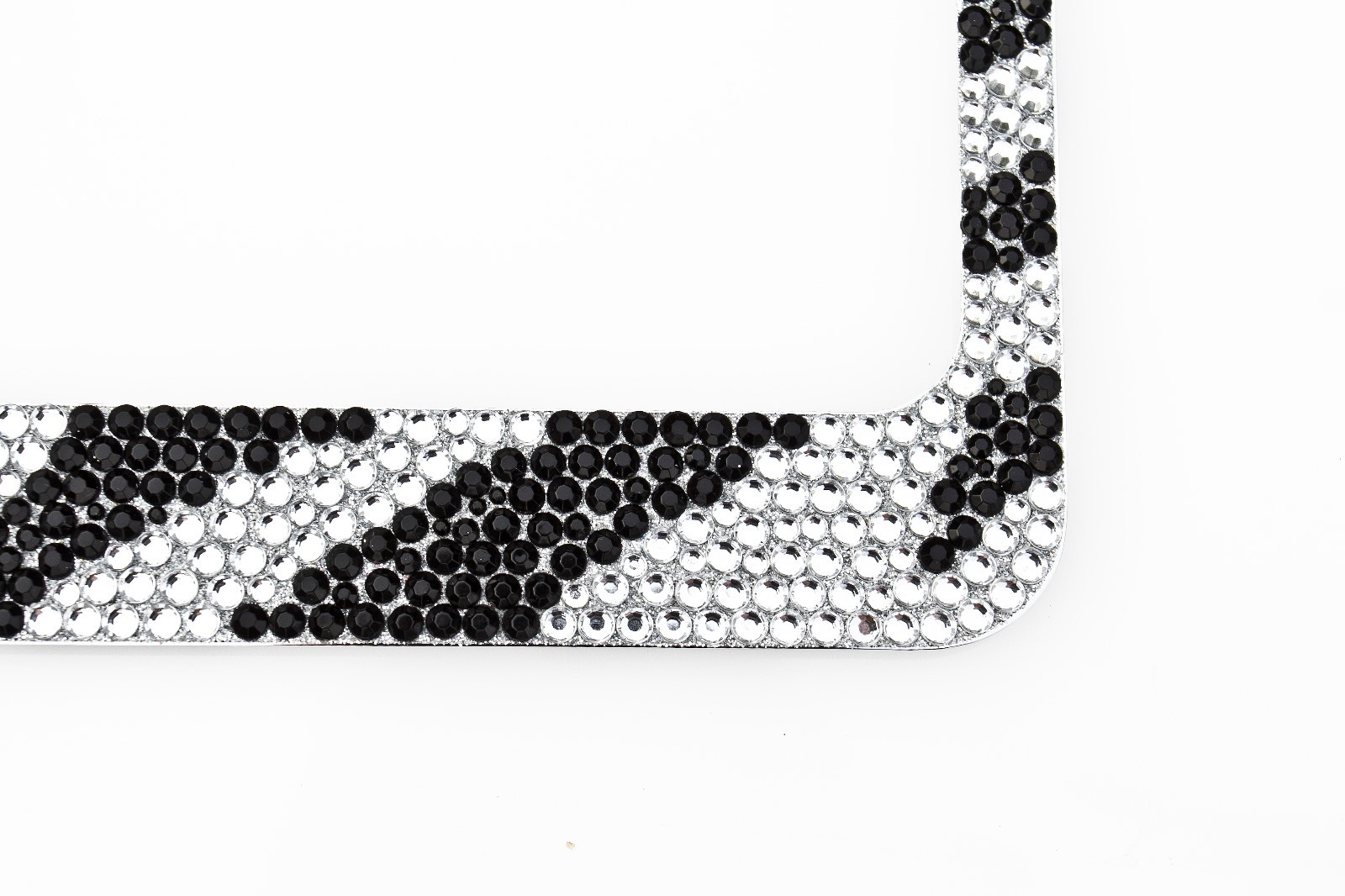 Zebra Crystal Rhinestones License Plate Frame Black and Clear