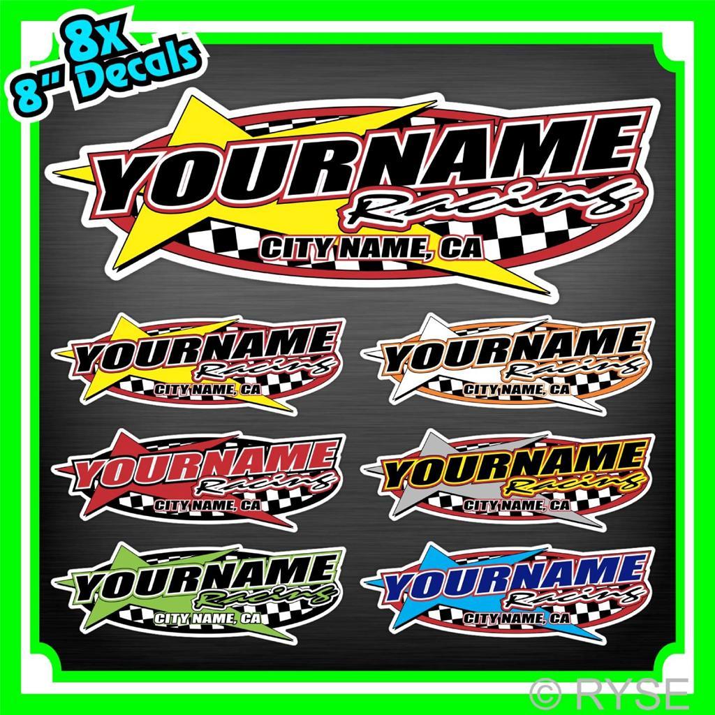 Custom Your Name Racing Decals Trailer Truck MX ATV Race Car Kart Boat Ski IMCA