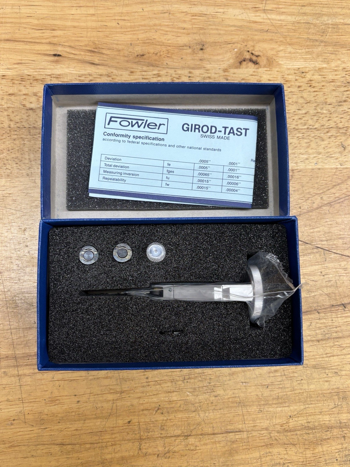 Fowler vertical 0.002 mm Girod-Tast 6Rubis Dial Test Indicator 2𝜇𝑚 Swiss made