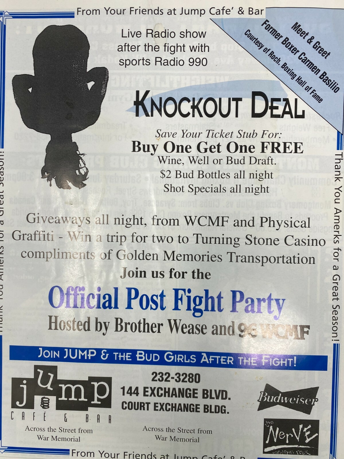 1996 Rochester NY Murray vs Rodriquez Fight Program