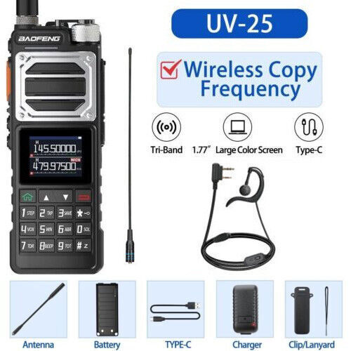 Us Baofeng Uv-25 Walkie Talkie Long Range Tri-power FM Two Way Radio+771 Antenna