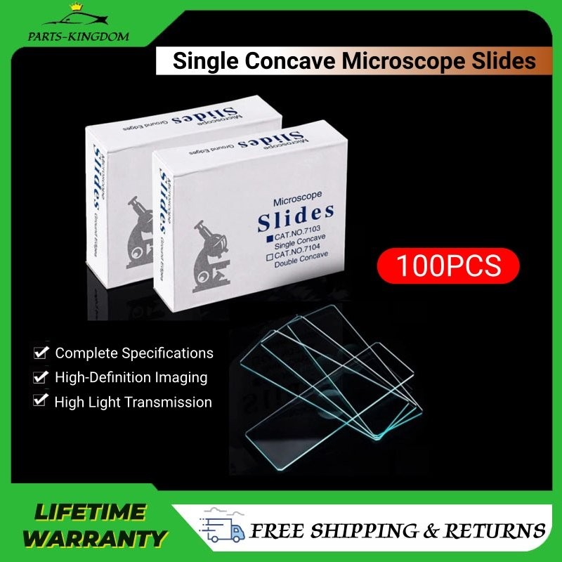 100x Single Concave Microscope Slides 25.4x76.2mm Pre-Cleaned Clear Glass Slides
