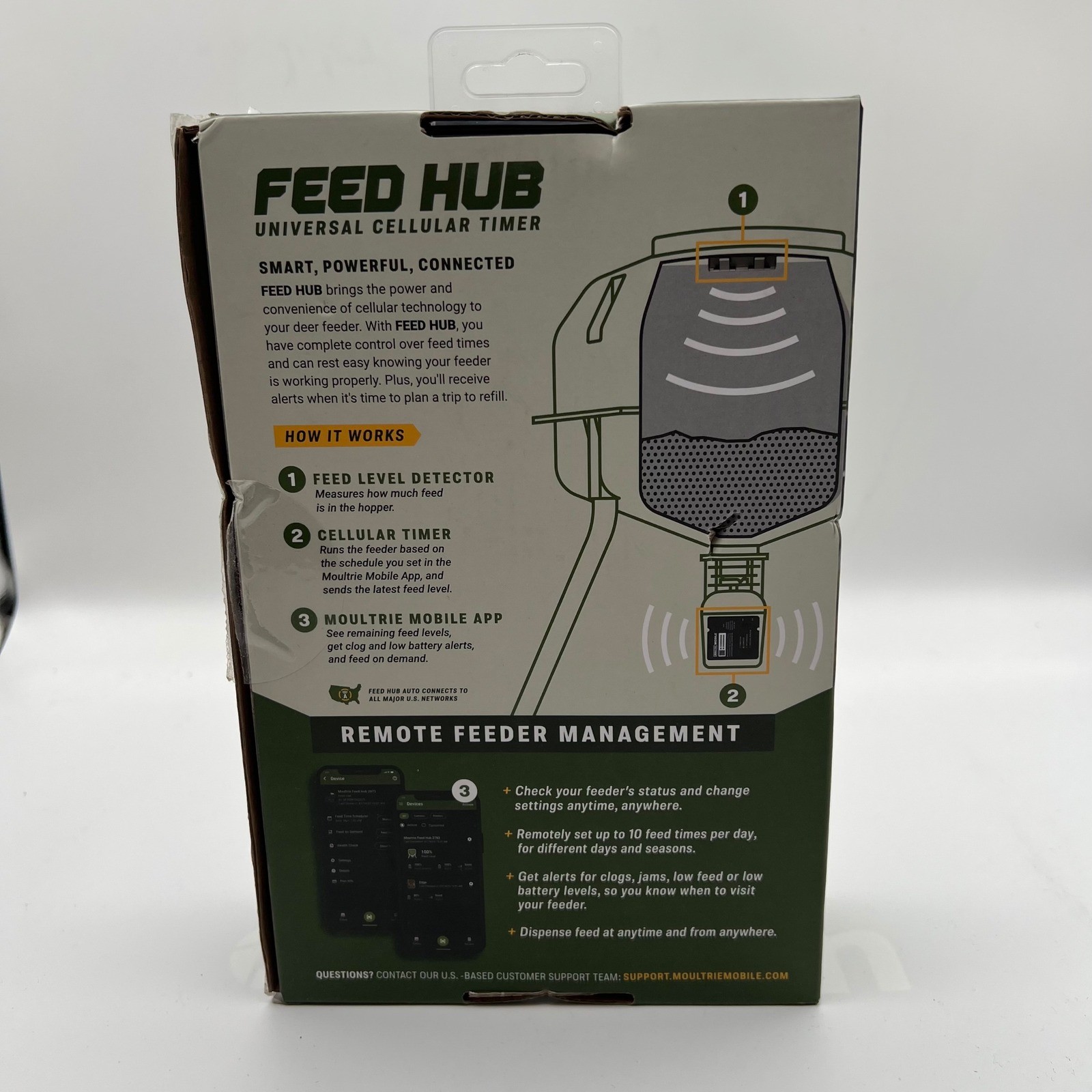 Moultrie Mobile Feed Hub Universal Cellular Timer Remote Feeder Management Green