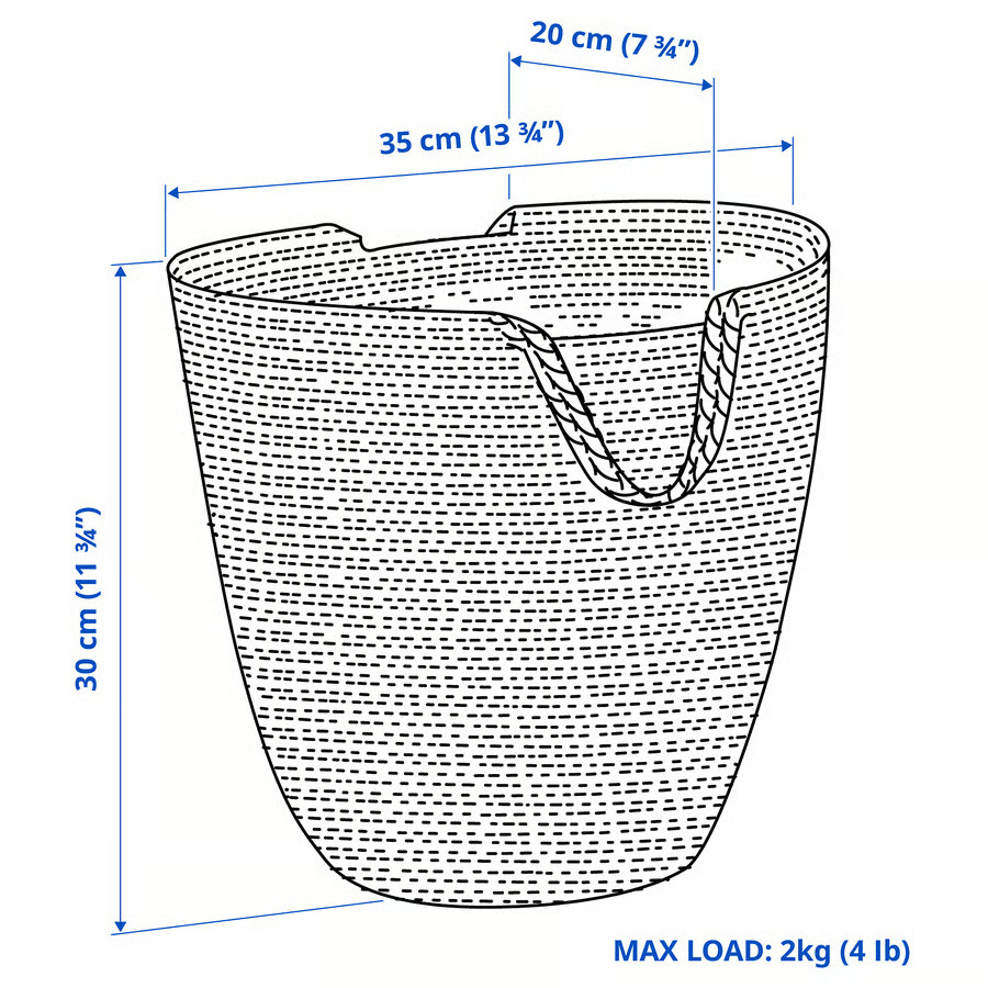 IKEA TOLKNING Hanging Basket Jute Natural Decorative Storage 705.126.48-NEW