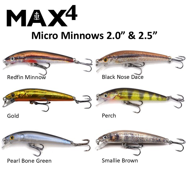 MAX4 Micro Minnow 2.0"-2.5", floating, shallow diver, trout, panfish, jerkbait