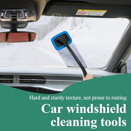 Windshield Cleaning Tool, Extendable Handle Car Window Cleaner with 4 Dark blue