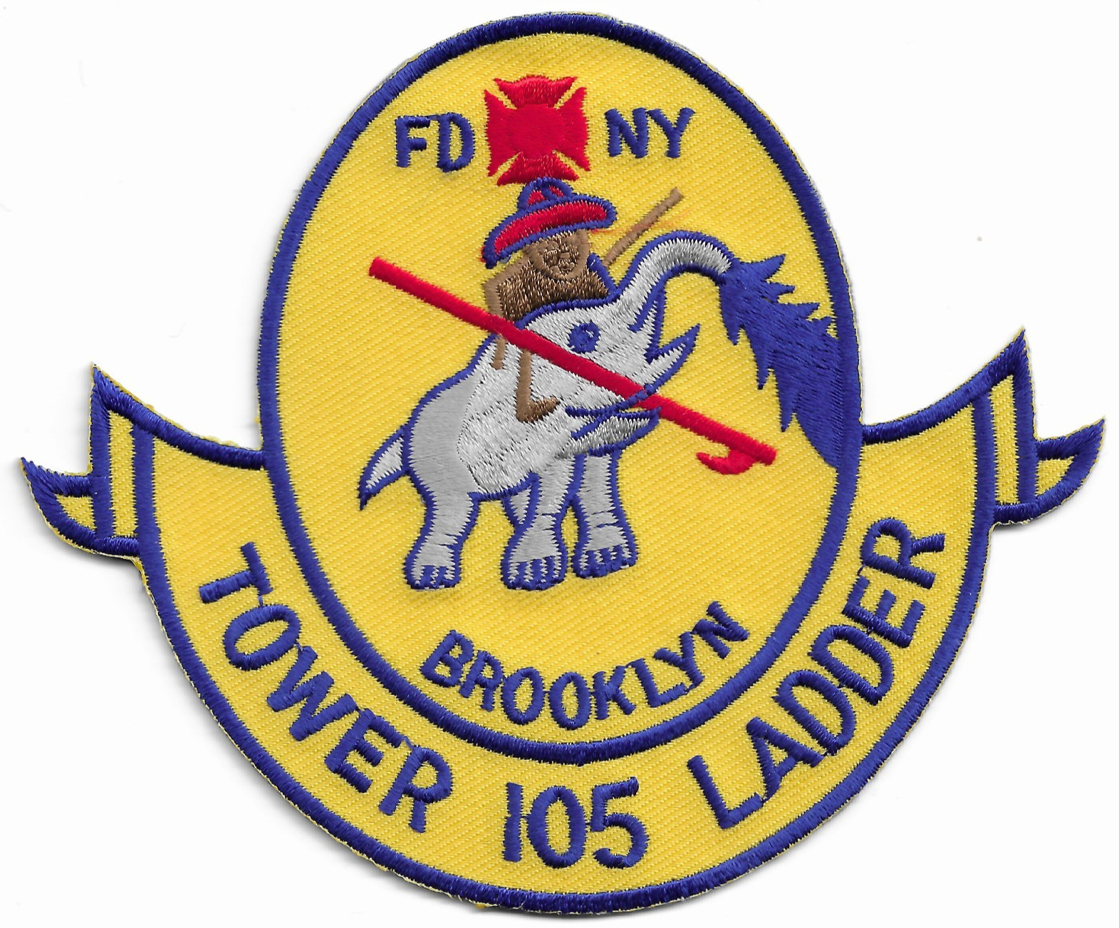 New York City - FDNY Tower Ladder-105 "Elephant o/s", NY (4.75" x 4") fire patch