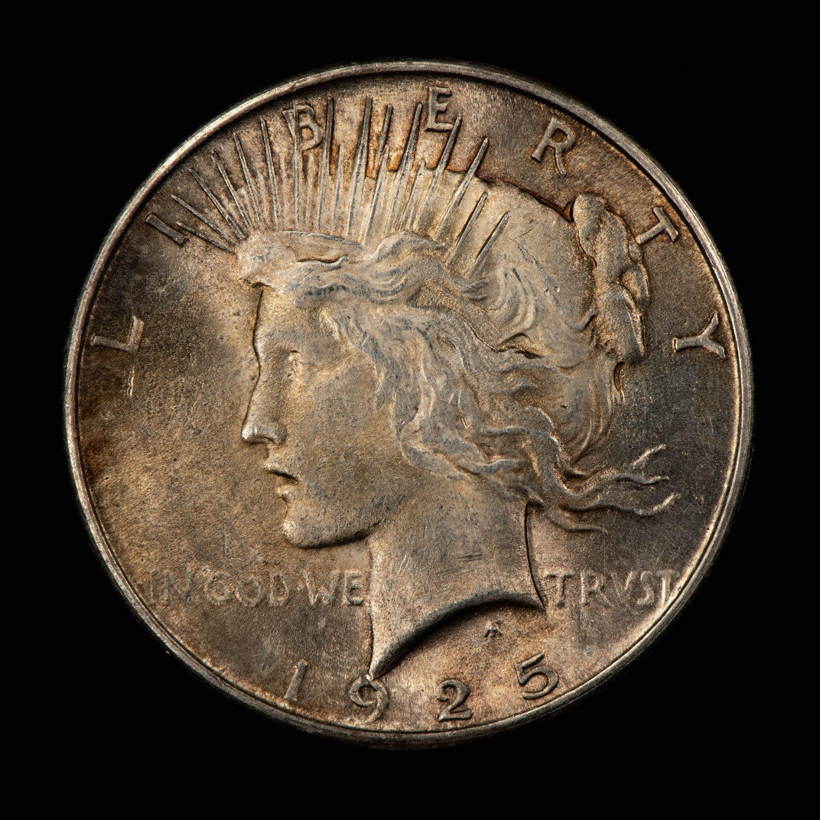 1925 $1 Silver Peace Dollar - Violet Rainbow Pattern - SKU-D7348