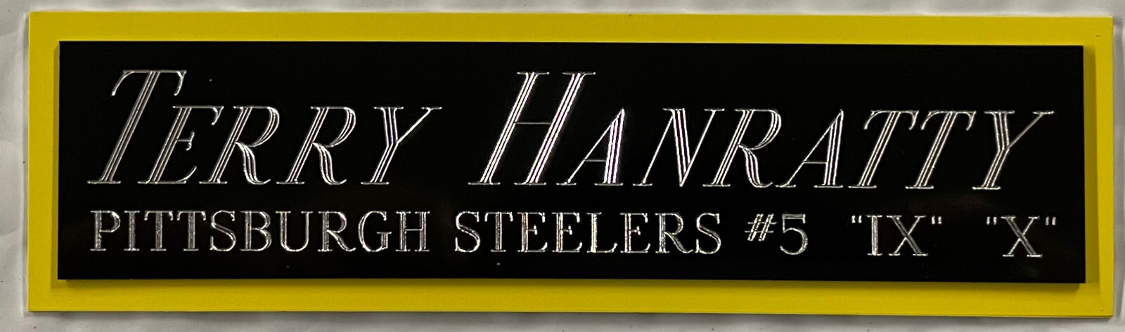 TERRY HANRATTY STEELERS NAMEPLATE AUTOGRAPH SIGNED FOOTBALL HELMET JERSEY PHOTO