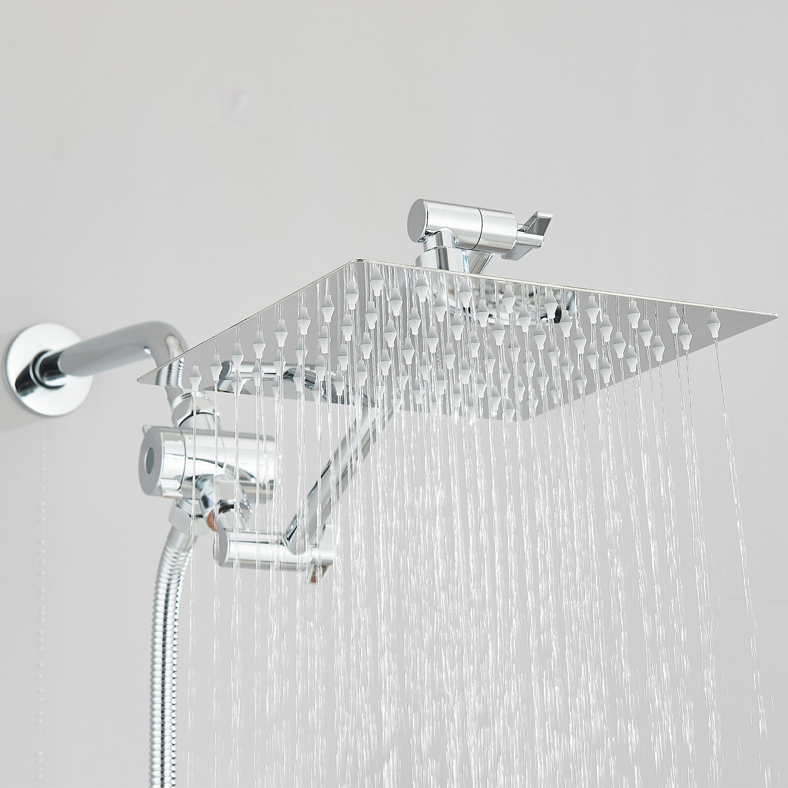 Rain Shower Head w/ Handheld Spray Combo High Pressure Extension Adjustable Arm