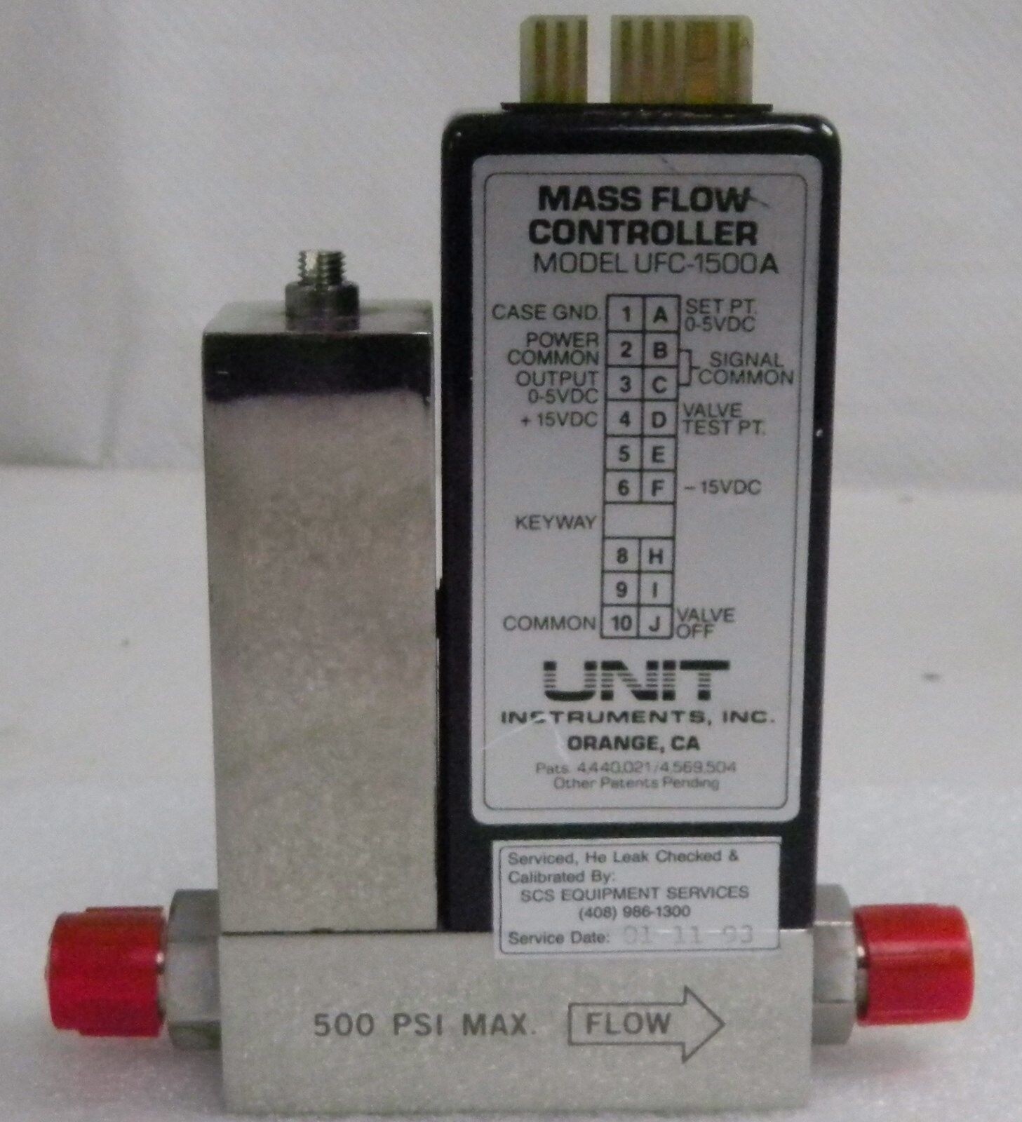 Unit UFC-1500A, Mass Flow Controller, Gas- SF6, Range- 200 SCCM, 1/4" M I/O